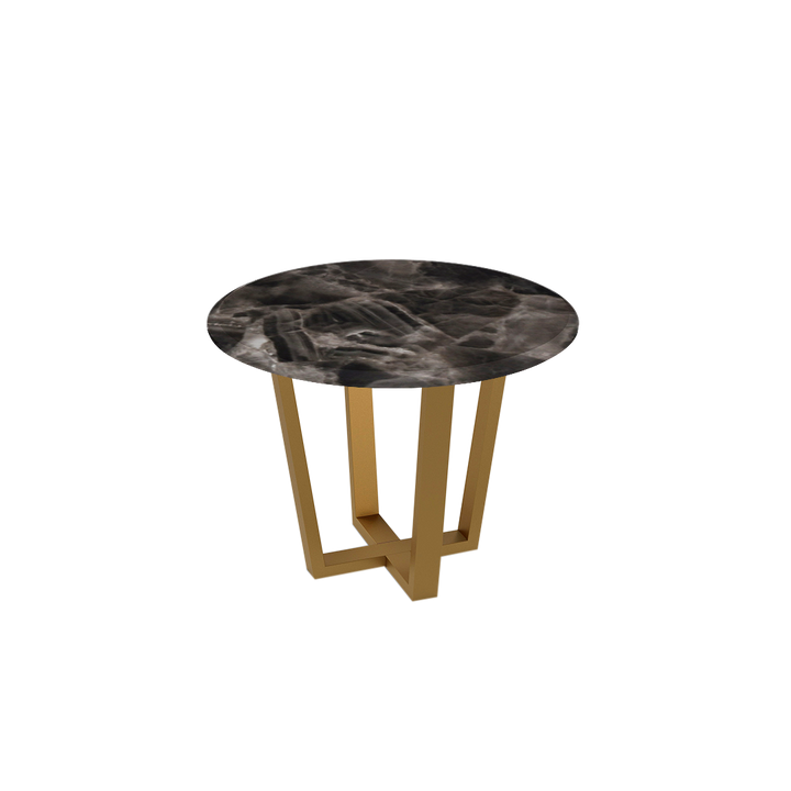 Round Marble Dining Table Ø1.0m (4-seater) | Gold Metal Square-Frame Base