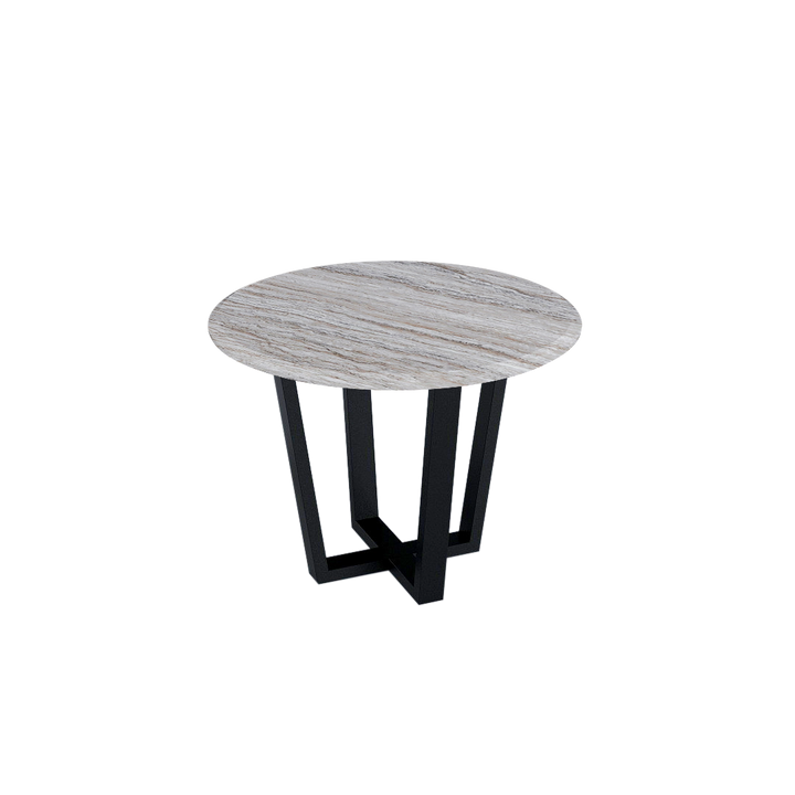 Round Marble Dining Table Ø1.0m (4-seater) | Black Metal Square-Frame Base