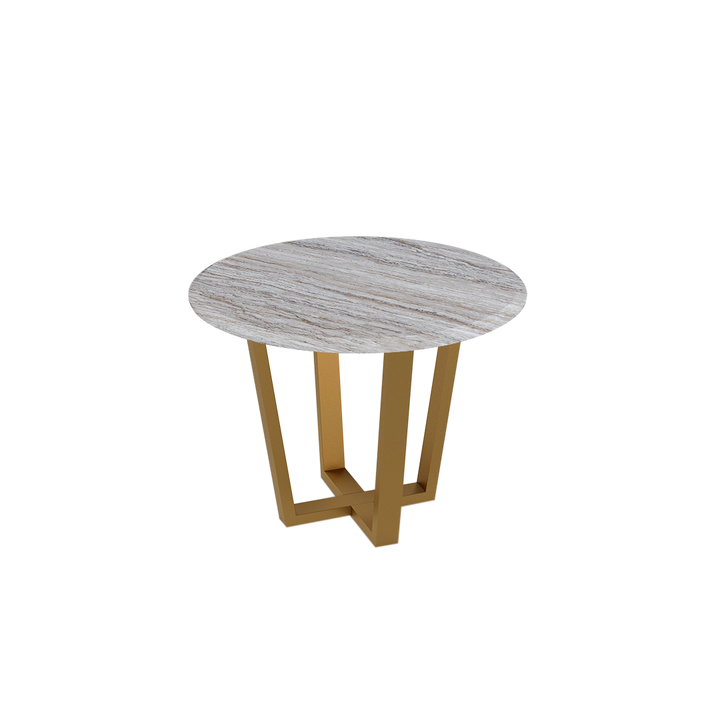 Round Marble Dining Table Ø1.0m (4-seater) | Gold Metal Square-Frame Base