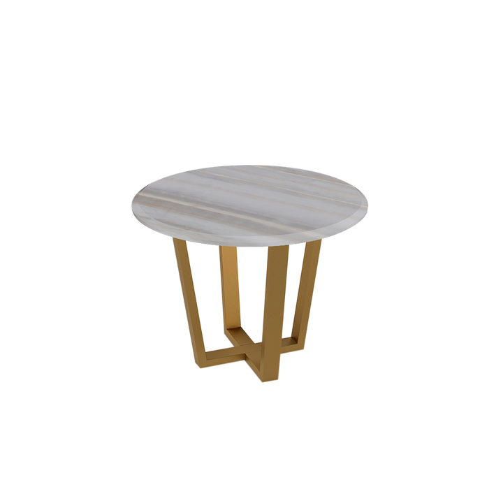Round Marble Dining Table Ø1.0m (4-seater) | Gold Metal Square-Frame Base