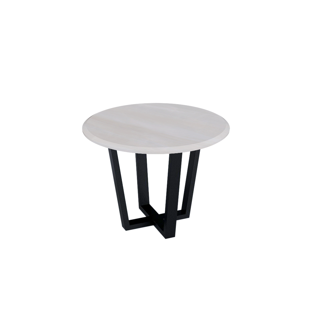 Round Marble Dining Table Ø1.0m (4-seater) | Black Metal Square-Frame Base