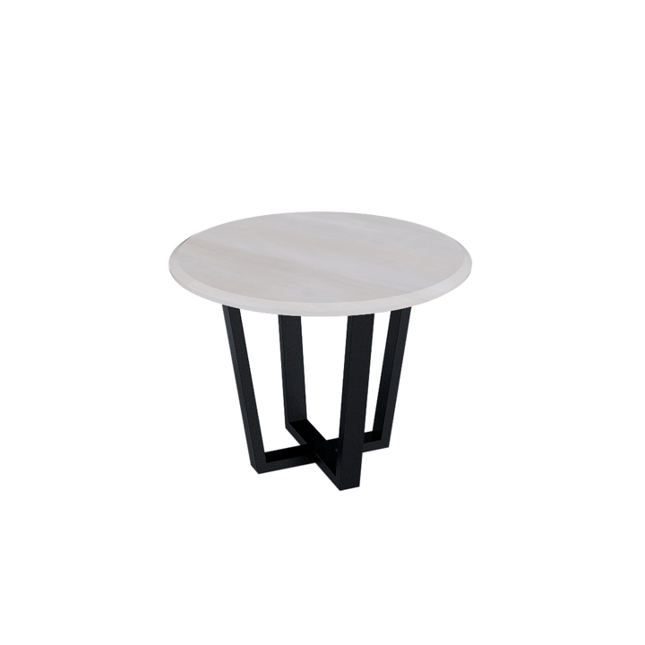 Round Marble Dining Table Ø1.0m (4-seater) | Black Metal Square-Frame Base