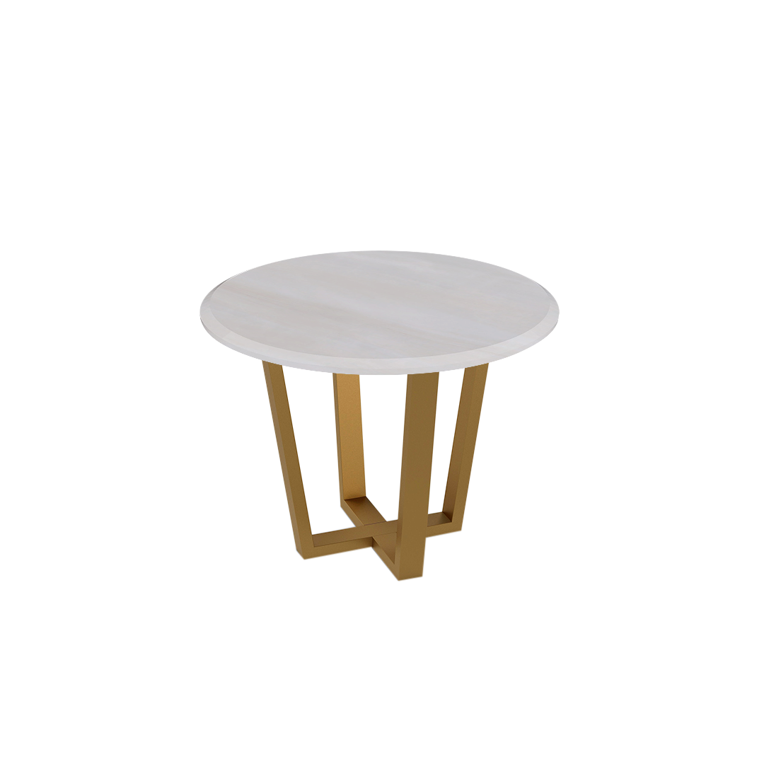 Round Marble Dining Table Ø1.0m (4-seater) | Gold Metal Square-Frame Base