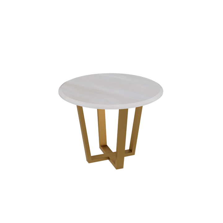 Round Marble Dining Table Ø1.0m (4-seater) | Gold Metal Square-Frame Base
