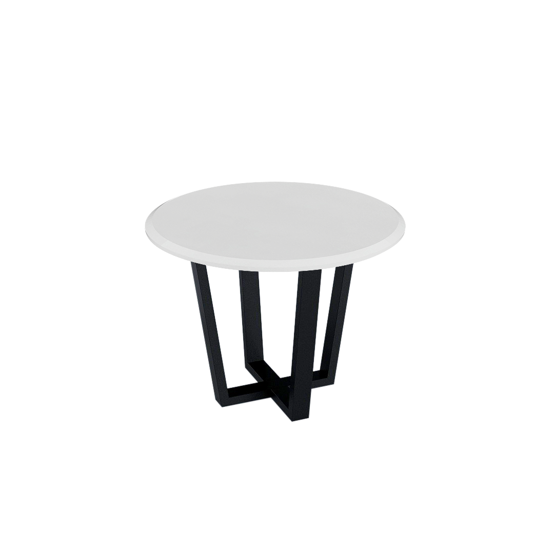 Round Marble Dining Table Ø1.0m (4-seater) | Black Metal Square-Frame Base