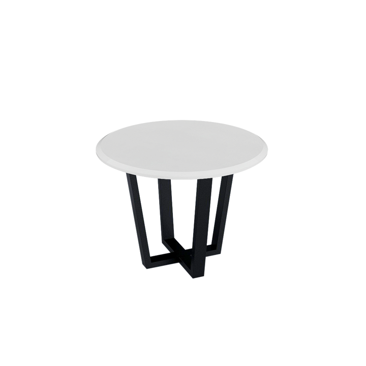 Round Marble Dining Table Ø1.0m (4-seater) | Black Metal Square-Frame Base