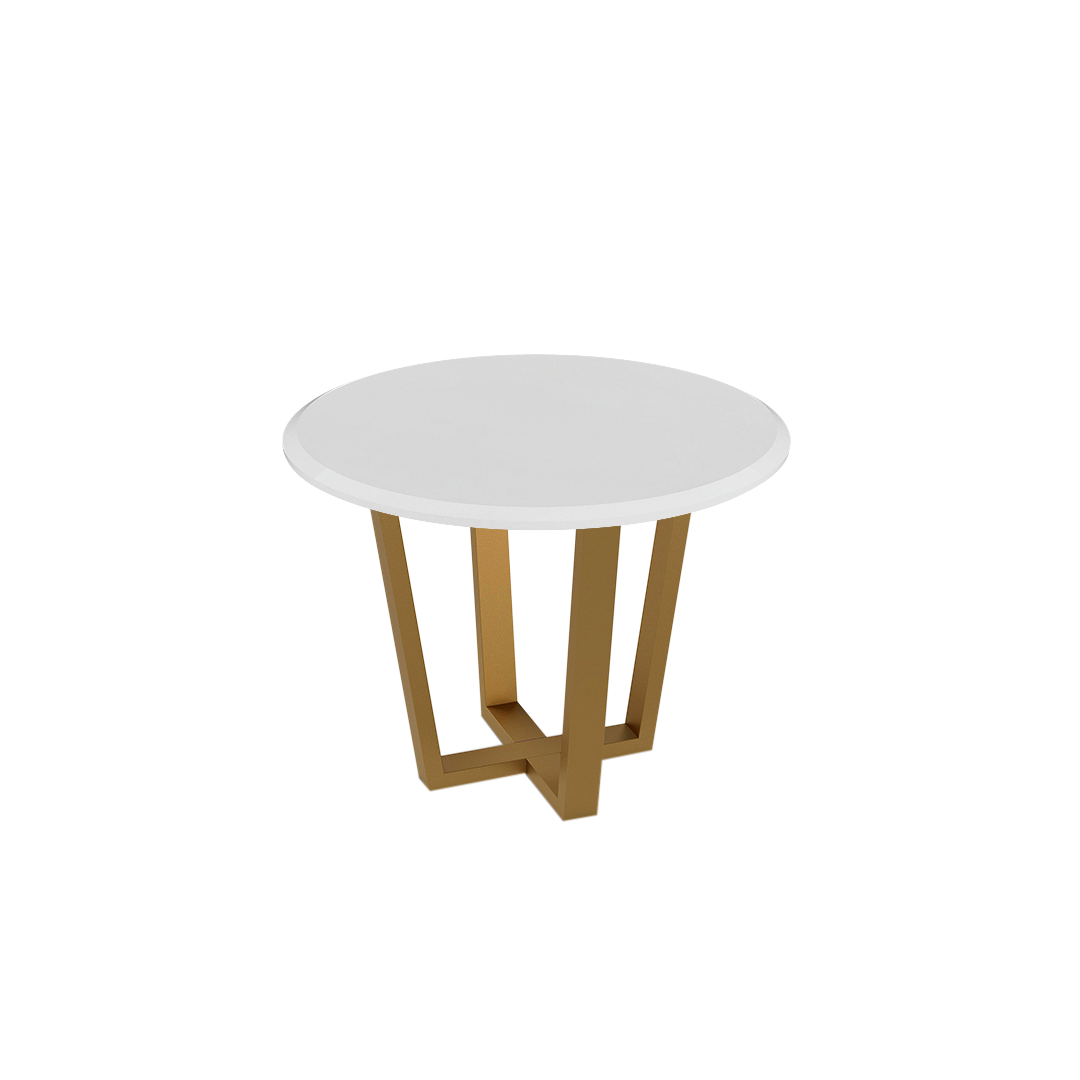 Round Marble Dining Table Ø1.0m (4-seater) | Gold Metal Square-Frame Base