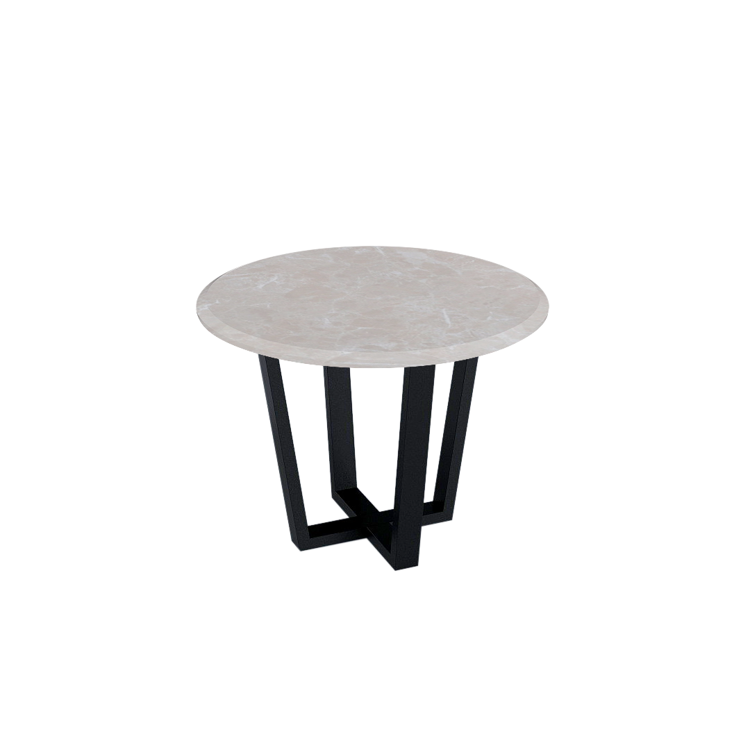 Round Marble Dining Table Ø1.0m (4-seater) | Black Metal Square-Frame Base