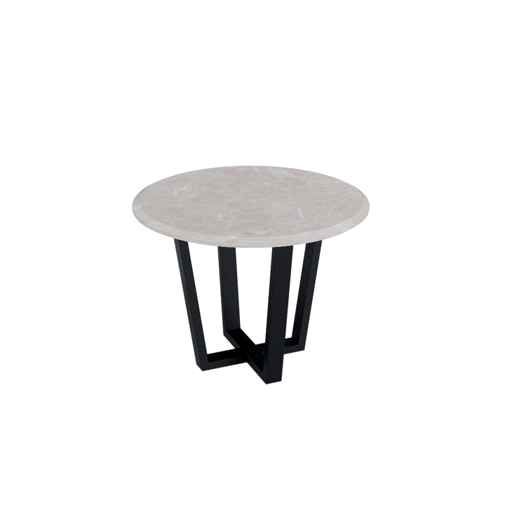 Round Marble Dining Table Ø1.0m (4-seater) | Black Metal Square-Frame Base