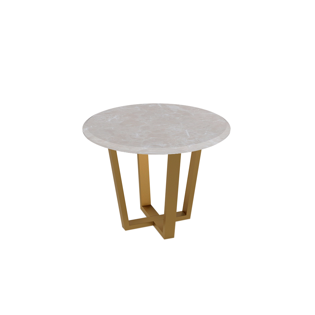 Round Marble Dining Table Ø1.0m (4-seater) | Gold Metal Square-Frame Base