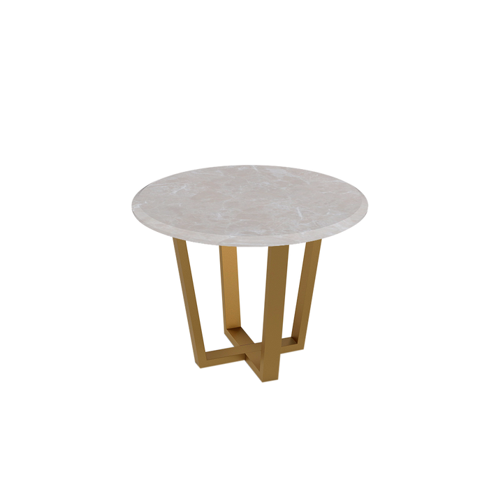 Round Marble Dining Table Ø1.0m (4-seater) | Gold Metal Square-Frame Base