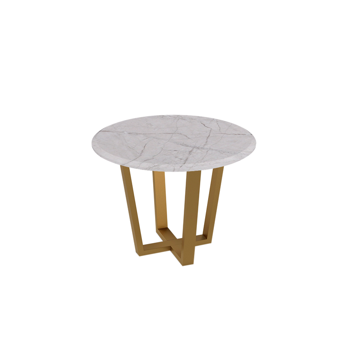 Round Marble Dining Table Ø1.0m (4-seater) | Gold Metal Square-Frame Base