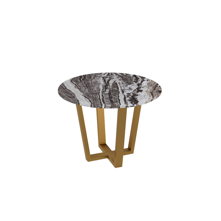 Round Marble Dining Table Ø1.0m (4-seater) | Gold Metal Square-Frame Base