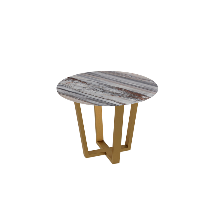 Round Marble Dining Table Ø1.0m (4-seater) | Gold Metal Square-Frame Base