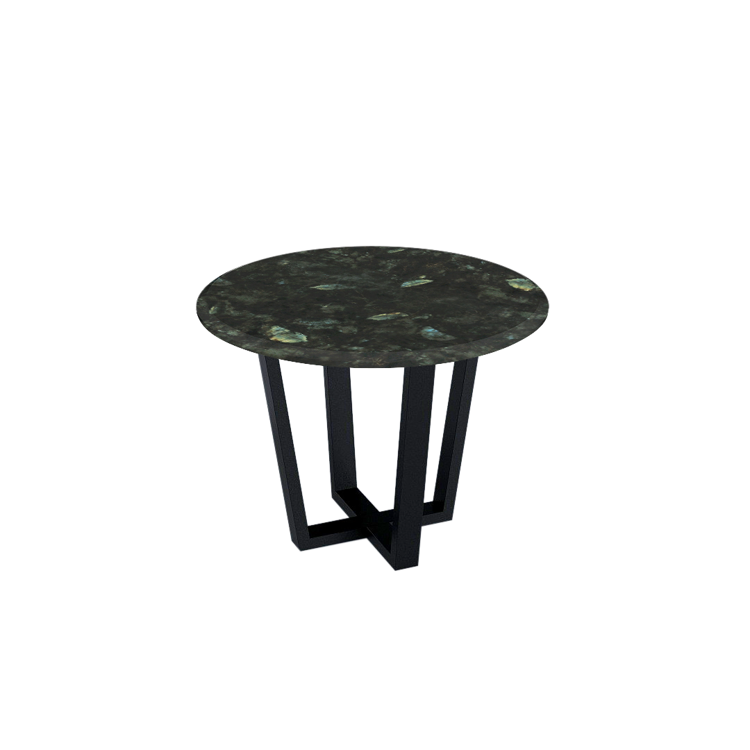 Round Marble Dining Table Ø1.0m (4-seater) | Black Metal Square-Frame Base