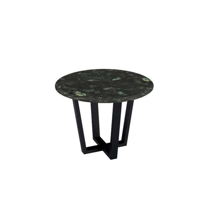 Round Marble Dining Table Ø1.0m (4-seater) | Black Metal Square-Frame Base