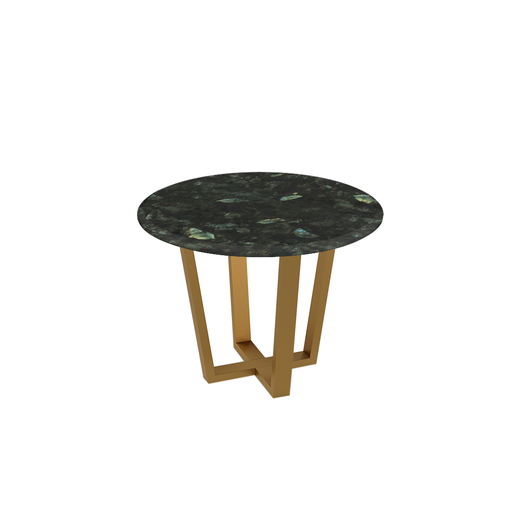 Round Marble Dining Table Ø1.0m (4-seater) | Gold Metal Square-Frame Base