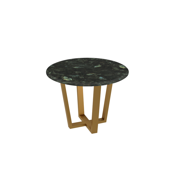 Round Marble Dining Table Ø1.0m (4-seater) | Gold Metal Square-Frame Base