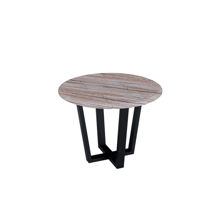 Round Marble Dining Table Ø1.0m (4-seater) | Black Metal Square-Frame Base