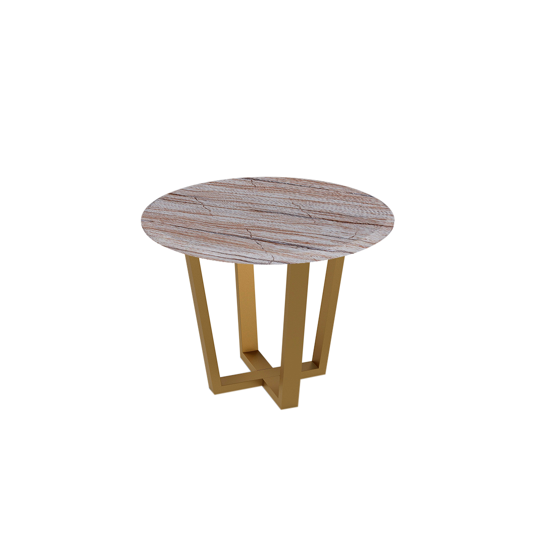 Round Marble Dining Table Ø1.0m (4-seater) | Gold Metal Square-Frame Base