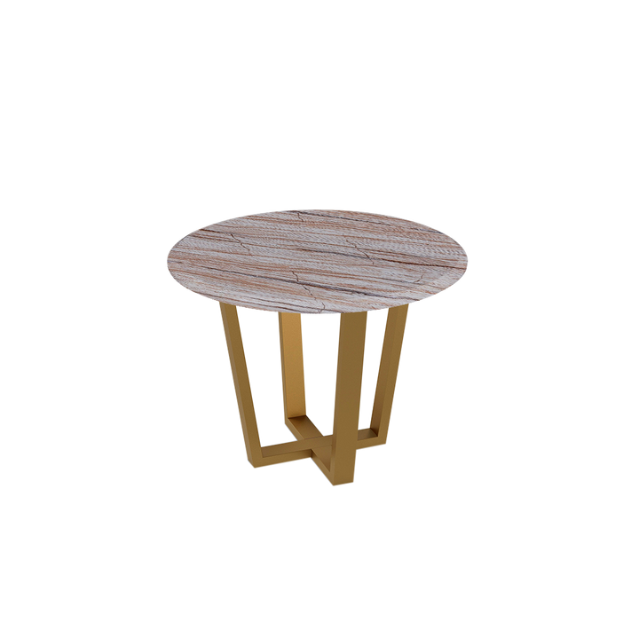Round Marble Dining Table Ø1.0m (4-seater) | Gold Metal Square-Frame Base