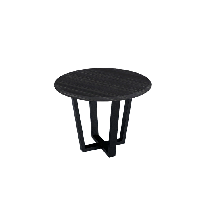 Round Marble Dining Table Ø1.0m (4-seater) | Black Metal Square-Frame Base