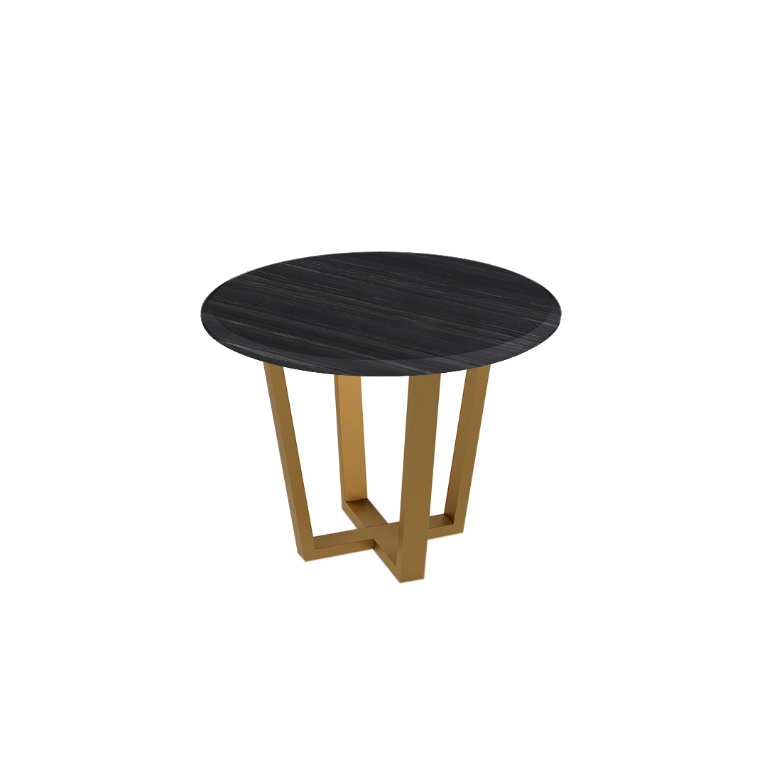 Round Marble Dining Table Ø1.0m (4-seater) | Gold Metal Square-Frame Base