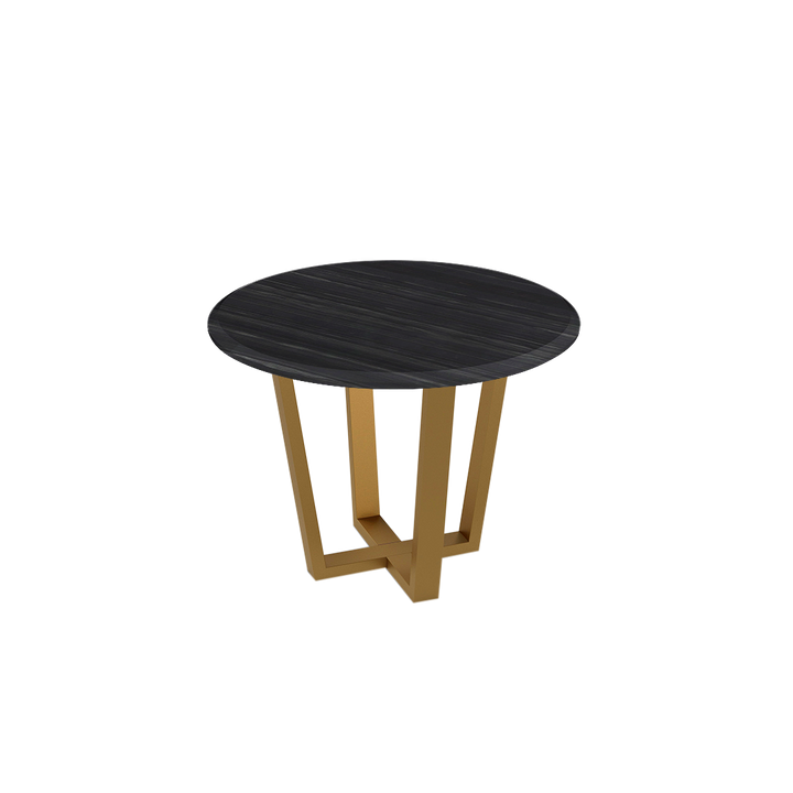 Round Marble Dining Table Ø1.0m (4-seater) | Gold Metal Square-Frame Base