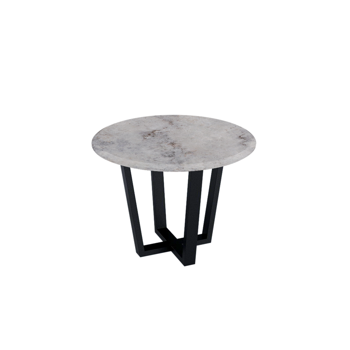 Round Marble Dining Table Ø1.0m (4-seater) | Black Metal Square-Frame Base