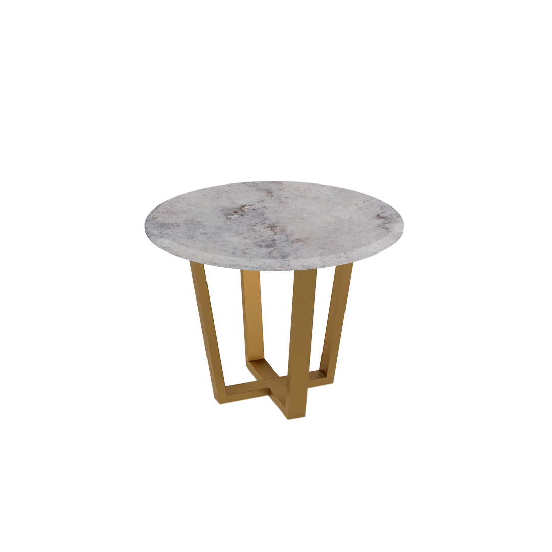 Round Marble Dining Table Ø1.0m (4-seater) | Gold Metal Square-Frame Base
