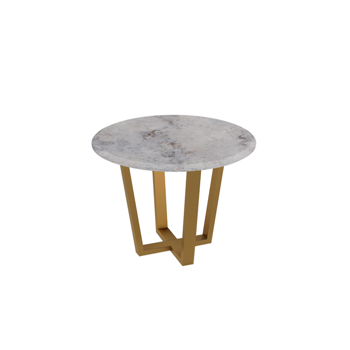 Round Marble Dining Table Ø1.0m (4-seater) | Gold Metal Square-Frame Base