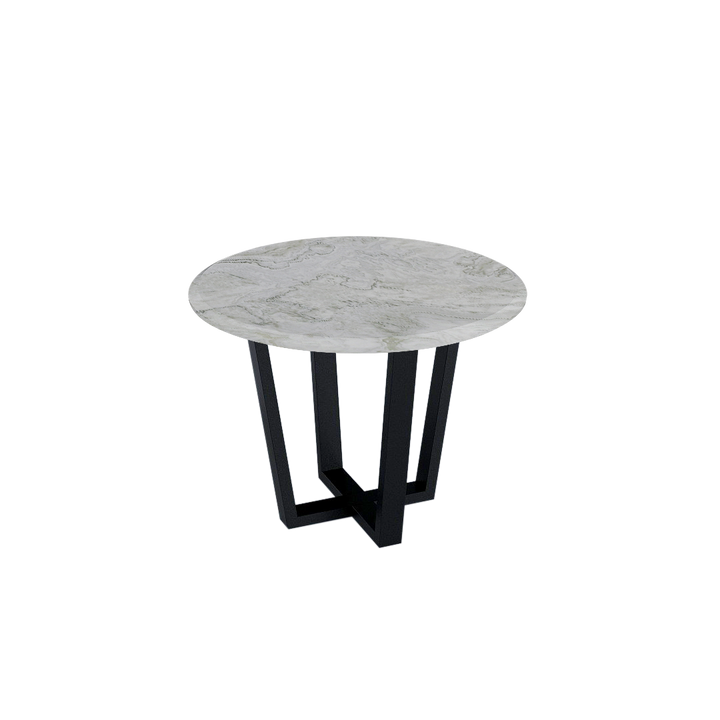 Round Marble Dining Table Ø1.0m (4-seater) | Black Metal Square-Frame Base