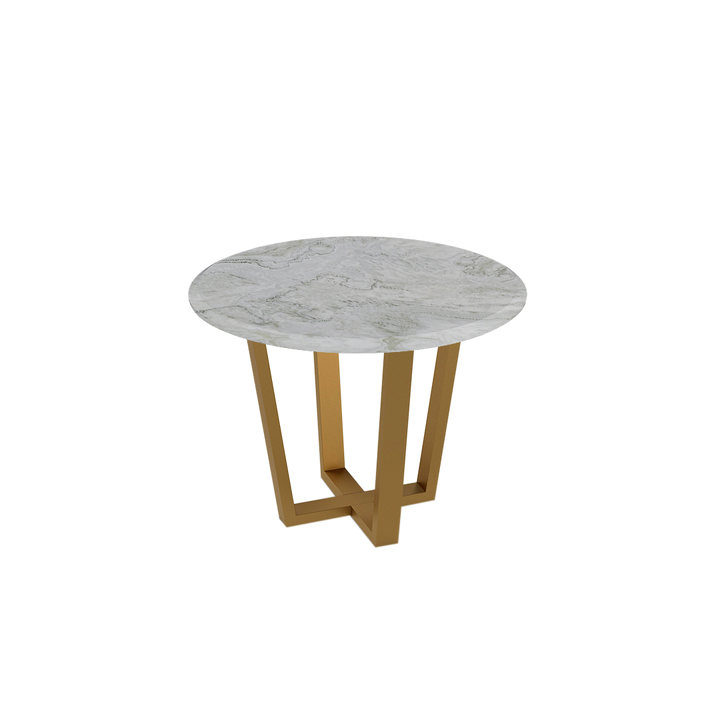 Round Marble Dining Table Ø1.0m (4-seater) | Gold Metal Square-Frame Base
