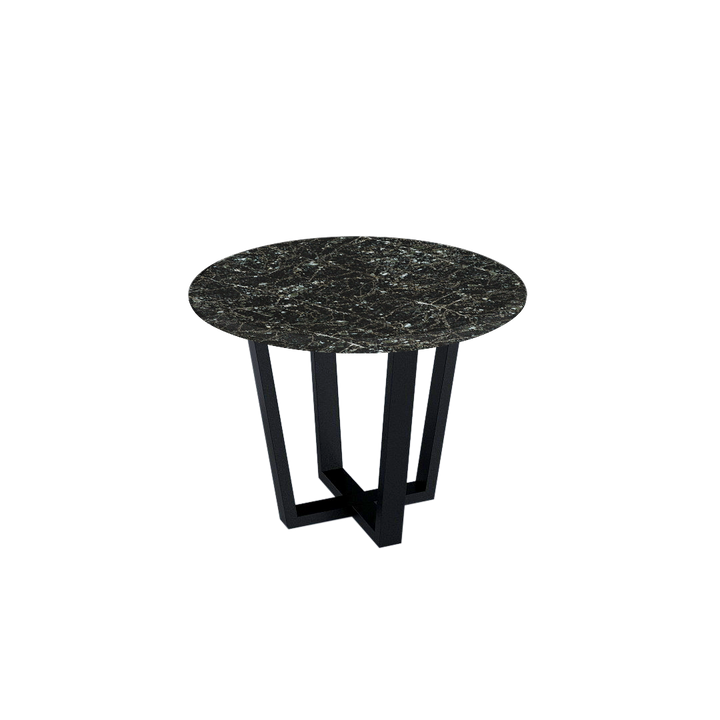Round Marble Dining Table Ø1.0m (4-seater) | Black Metal Square-Frame Base