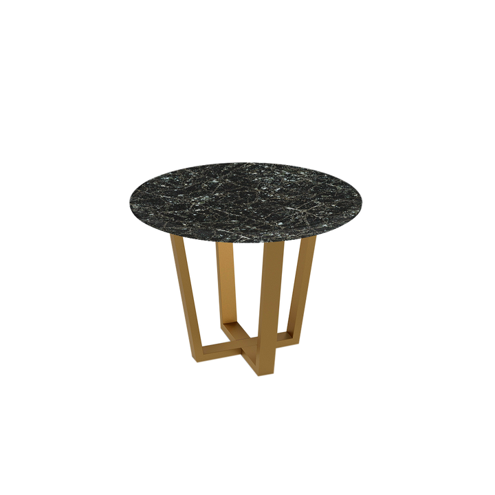 Round Marble Dining Table Ø1.0m (4-seater) | Gold Metal Square-Frame Base