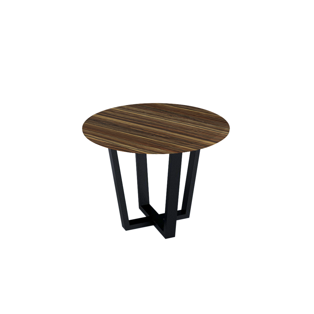 Round Marble Dining Table Ø1.0m (4-seater) | Black Metal Square-Frame Base