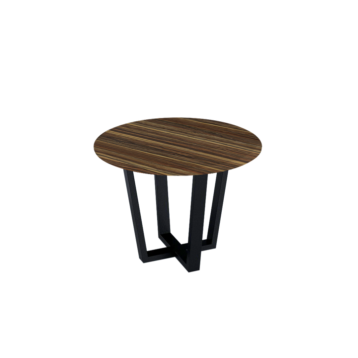 Round Marble Dining Table Ø1.0m (4-seater) | Black Metal Square-Frame Base