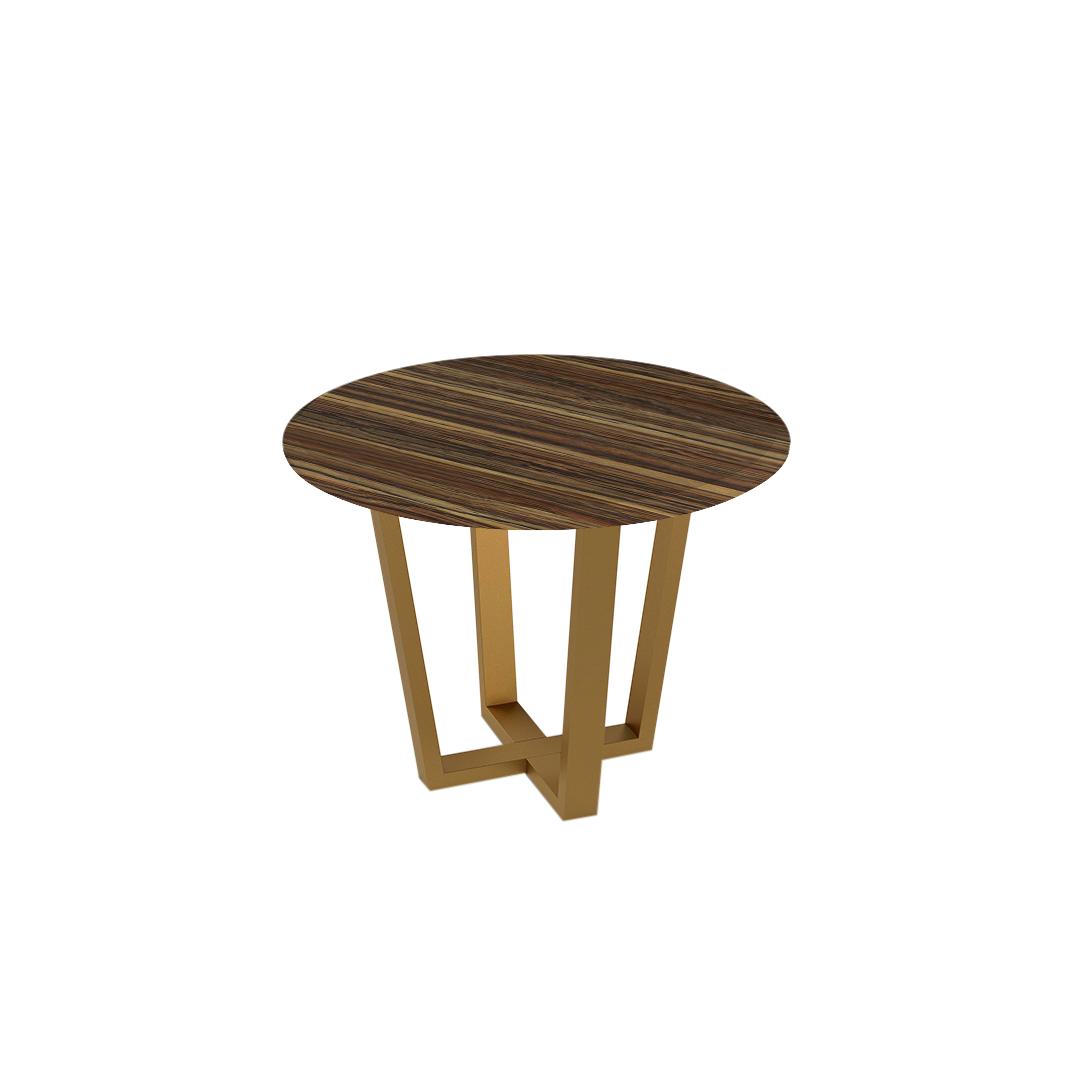 Round Marble Dining Table Ø1.0m (4-seater) | Gold Metal Square-Frame Base