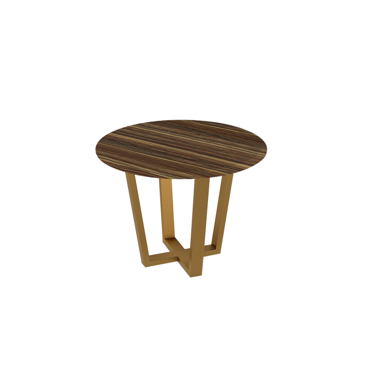 Round Marble Dining Table Ø1.0m (4-seater) | Gold Metal Square-Frame Base