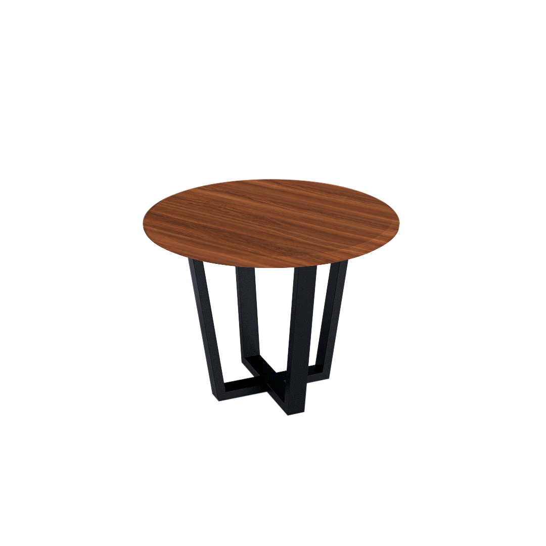 Round Marble Dining Table Ø1.0m (4-seater) | Black Metal Square-Frame Base