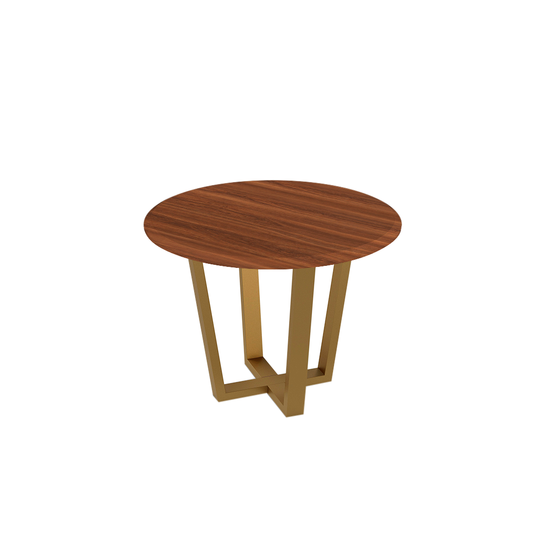 Round Marble Dining Table Ø1.0m (4-seater) | Gold Metal Square-Frame Base