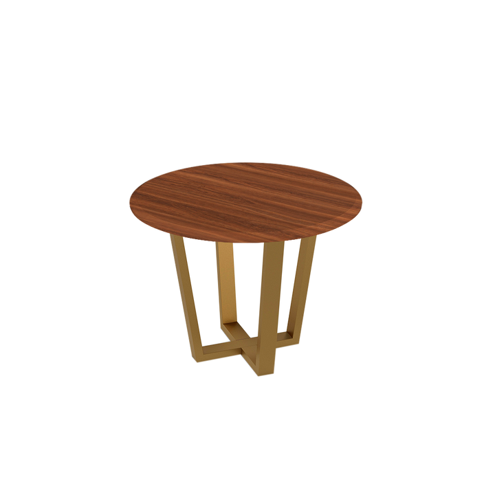 Round Marble Dining Table Ø1.0m (4-seater) | Gold Metal Square-Frame Base