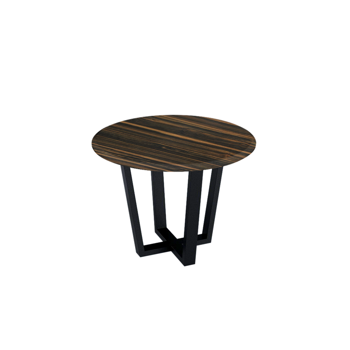 Round Marble Dining Table Ø1.0m (4-seater) | Black Metal Square-Frame Base