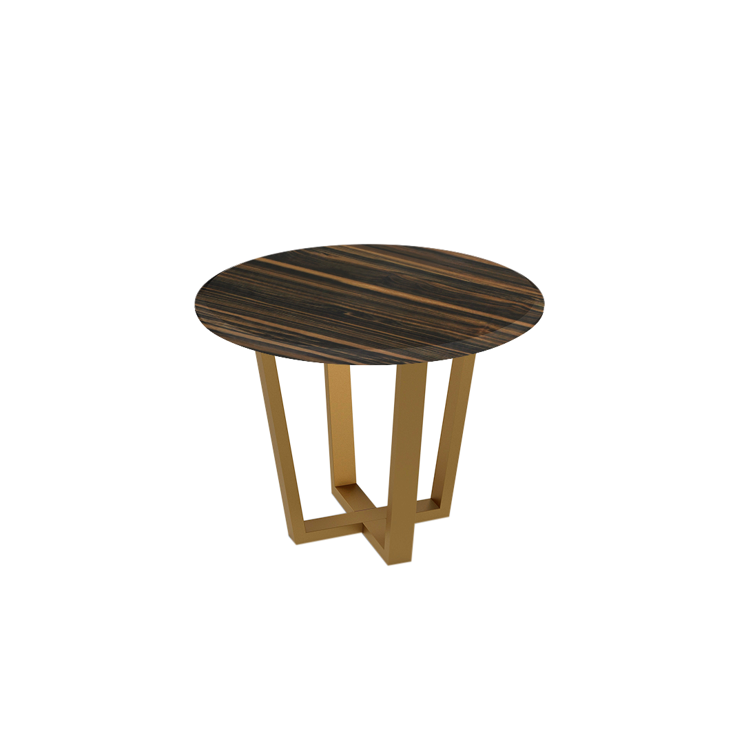 Round Marble Dining Table Ø1.0m (4-seater) | Gold Metal Square-Frame Base