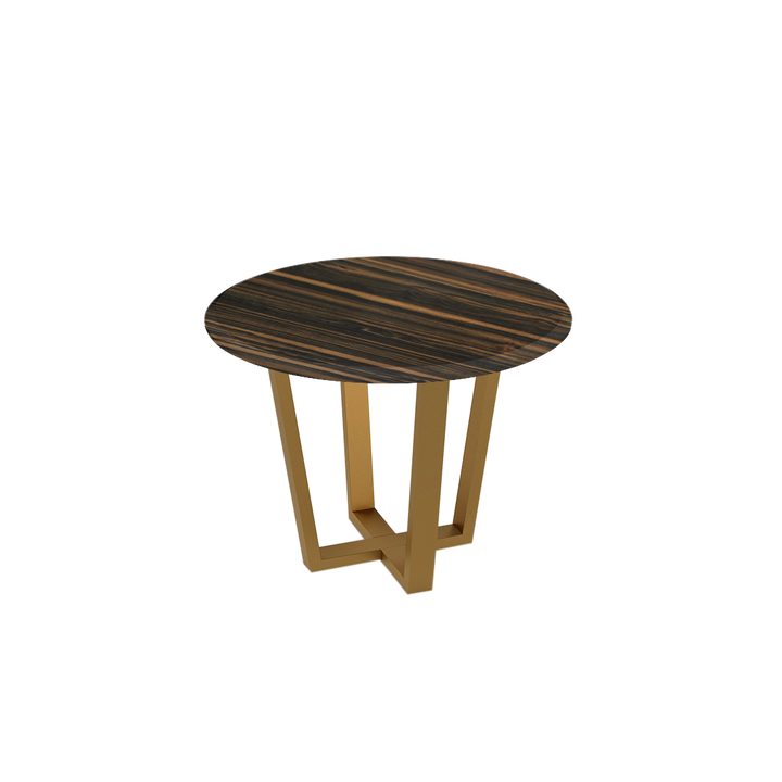 Round Marble Dining Table Ø1.0m (4-seater) | Gold Metal Square-Frame Base
