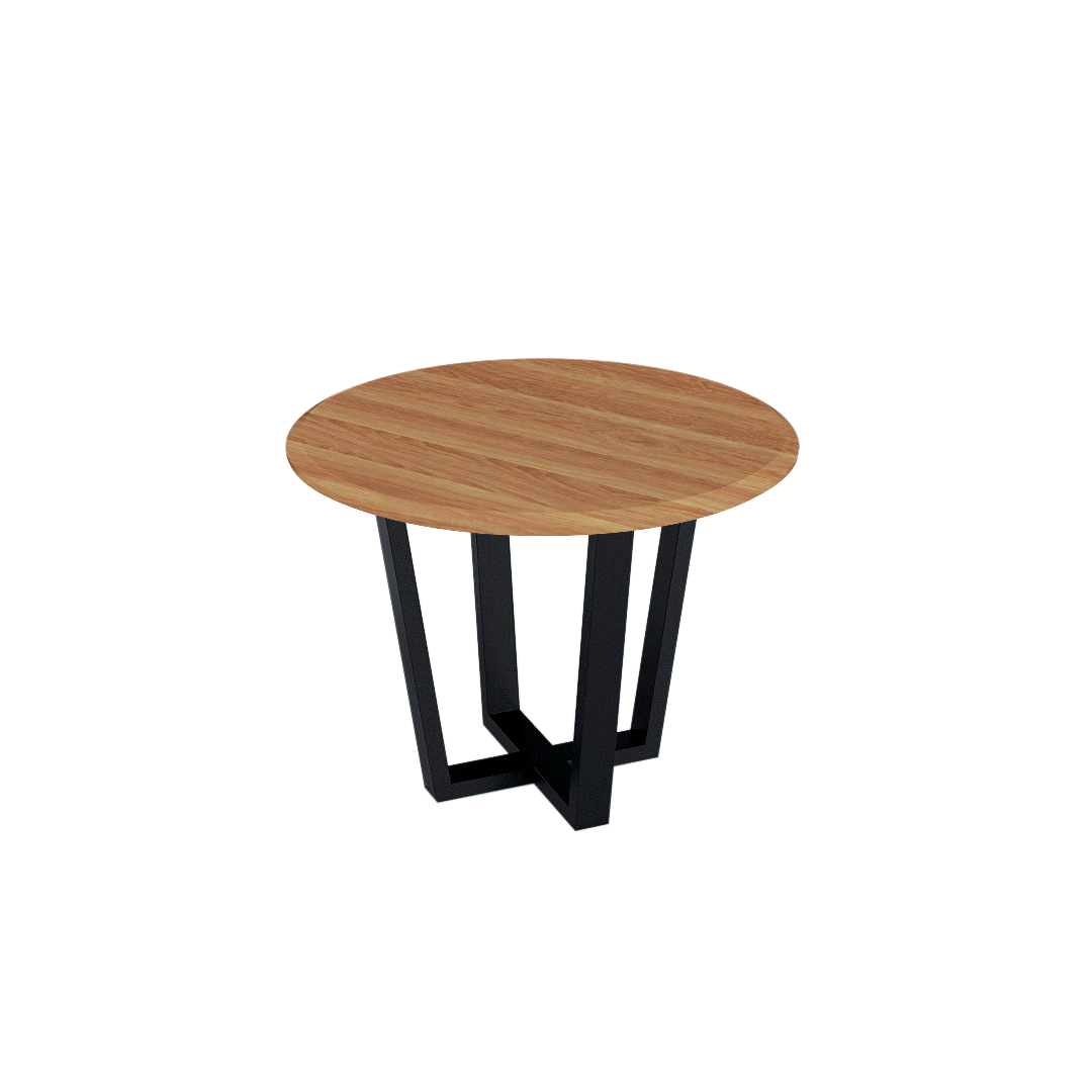 Round Marble Dining Table Ø1.0m (4-seater) | Black Metal Square-Frame Base