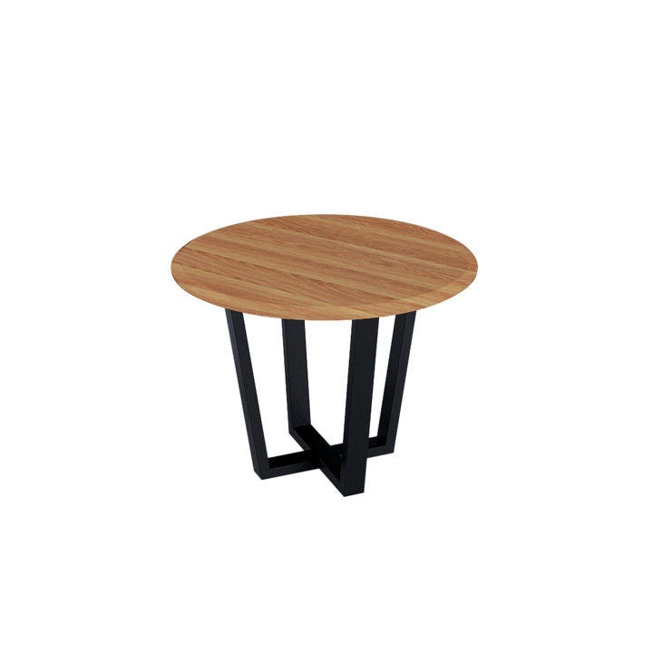 Round Marble Dining Table Ø1.0m (4-seater) | Black Metal Square-Frame Base