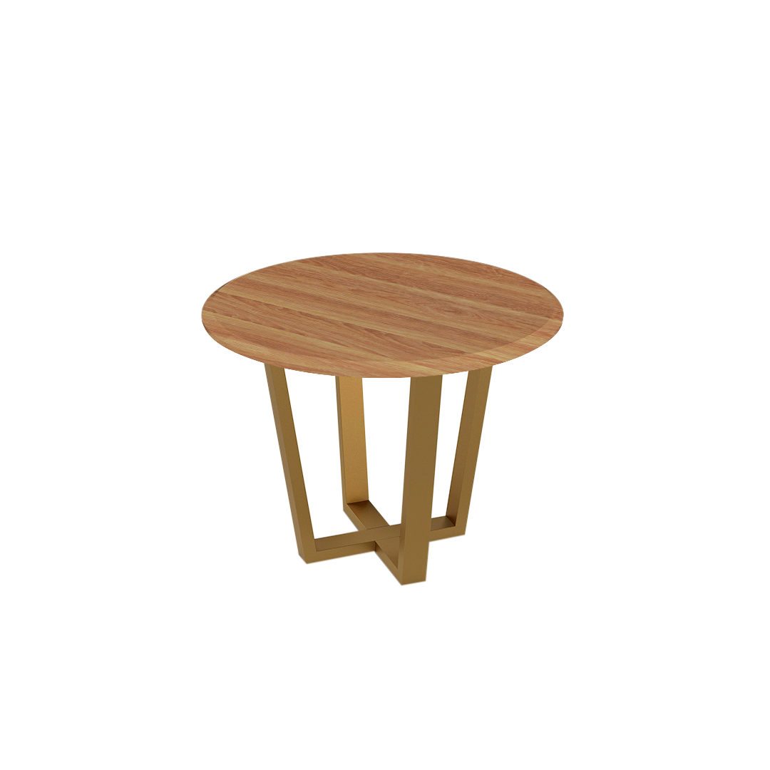 Round Marble Dining Table Ø1.0m (4-seater) | Gold Metal Square-Frame Base