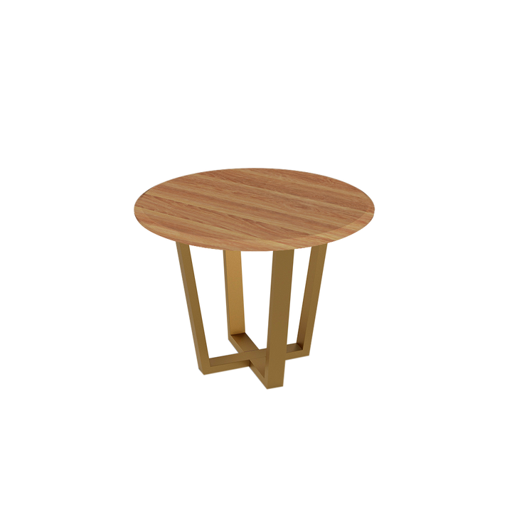 Round Marble Dining Table Ø1.0m (4-seater) | Gold Metal Square-Frame Base