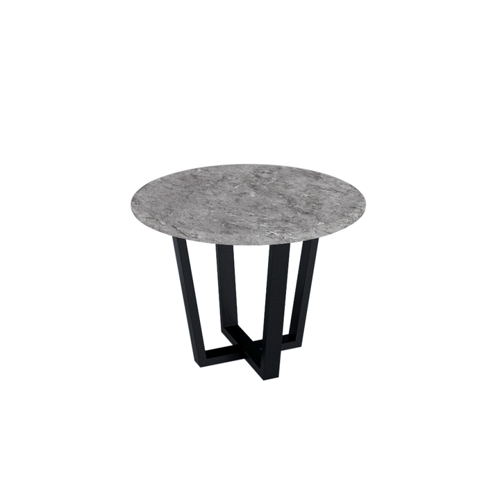 Round Marble Dining Table Ø1.0m (4-seater) | Black Metal Square-Frame Base